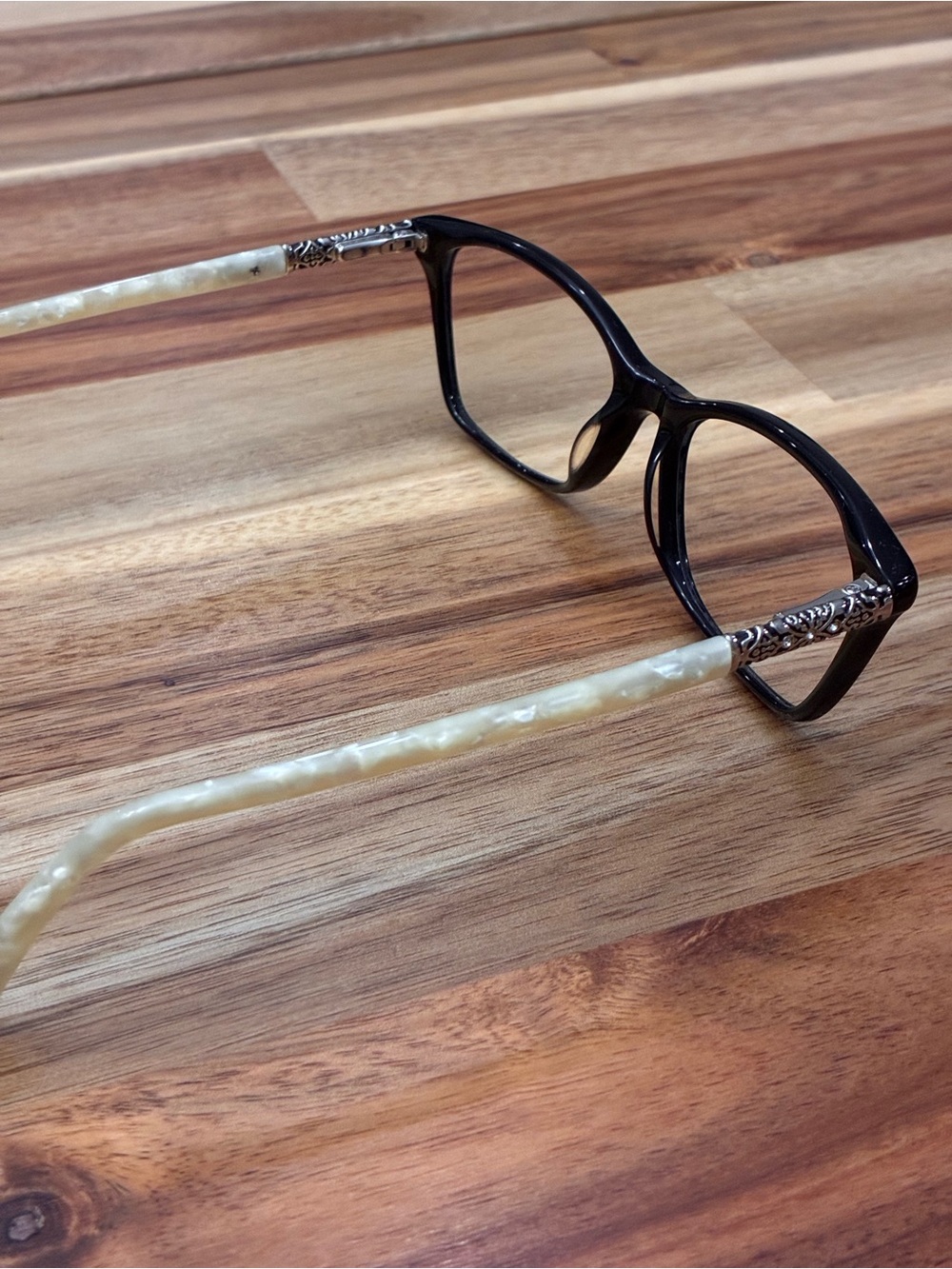 XOXO Eyeglasses Glasses Frames Barcelona Jet Cat Eye Black Pearl White 52-16-135 - Picture 9 of 16